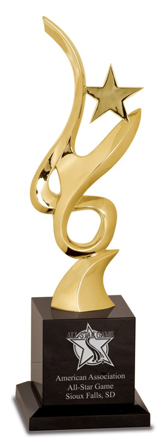 11 3/4 inch Gold Metal Art Crystal Award