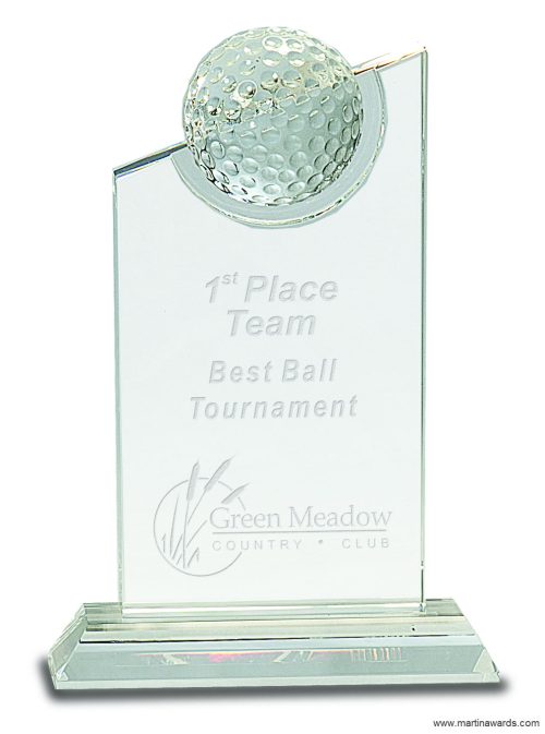 Clear Crystal with Inset Golf Ball Award