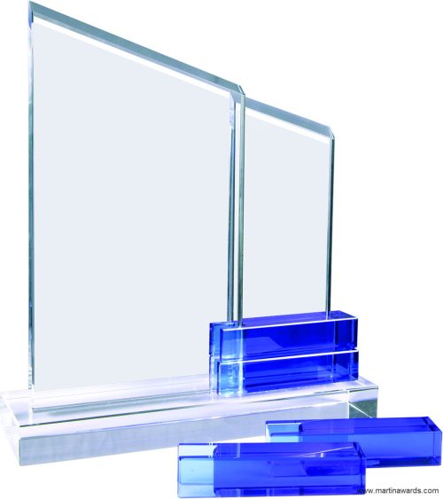 Justly Blue Blocks Crystal Perpetual Stand-up Plaque