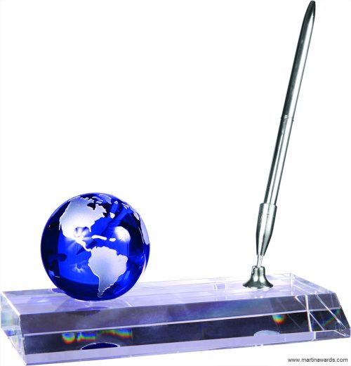 Crystal Globe with Pen desk accessory