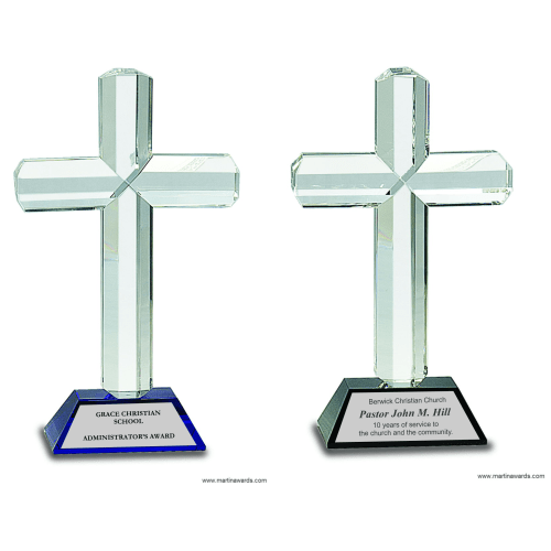 Crystal Cross Award on Pedestal Base