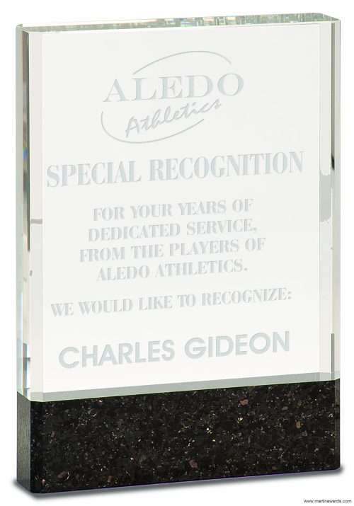 Clear Fusion Crystal Award with Black Marble