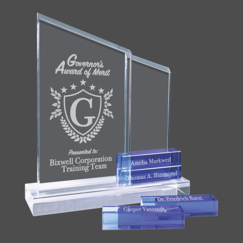 ' Blue Blocks Crystal Perpetual Stand-up Plaque