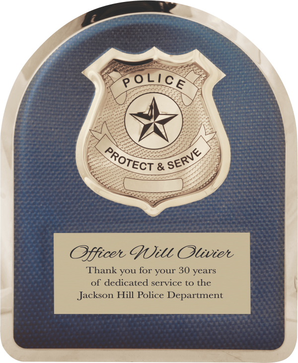 Police Hero Plaque with Chrome Badge