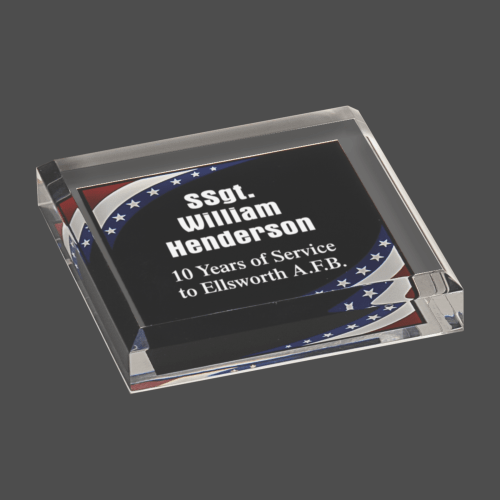 Stars and Stripes Marbleized Acrylic Paperweight