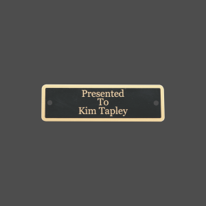 1" x 3 1/4" Black Brass Metal Name Tag with Gold Border