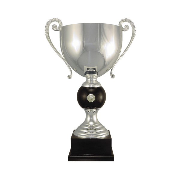 22 3/4" Silver plated Italian trophy cup with coin inset