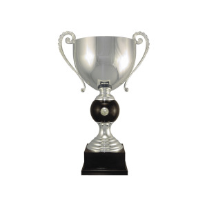 19 3/4" Silver plated Italian trophy cup with coin inset
