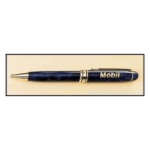 Blue Sapphire Marble Pen with Gold Trim 1