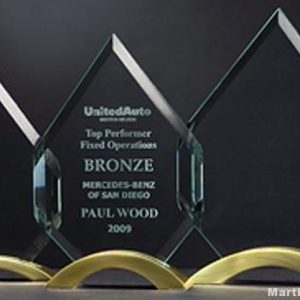 Diamond Glass Award with Gold Arched Base