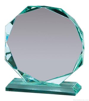 Octagon Jade Faceted Glass Award