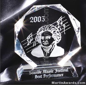 Mozart Octagon Crystal Awardnuine Prism Optical Crystal