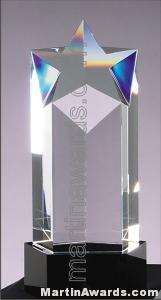 Crystal Star Glass Award With Black Base
