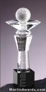 5 1/4" x 13" Genuine Prism Optical Crystal Glass Awards With Black Base