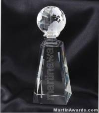 Crystal Glass Awards Globe With Base
