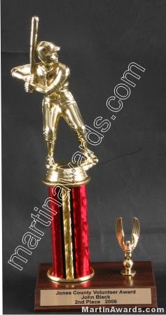Red Single Column Male Baseball/Softball With 1 Eagle Trophy