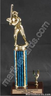 Blue Single Column Male Baseball/Softball With 1 Eagle Trophy