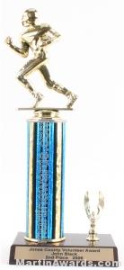 Blue Single Column Football With 1 Eagle Trophy