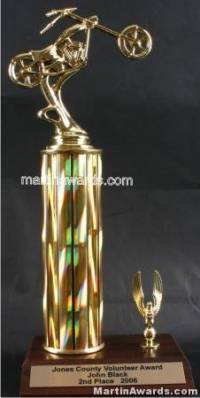 Gold Single Column Chopper With 1 Eagle Motorcycle Trophy