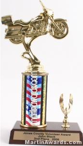 Red/White/Blue Single Column Road Motorcycle With 1 Eagle Trophy