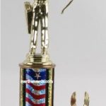 Red/White/Blue Single Column Male Archer With 1 Eagle Trophy 1