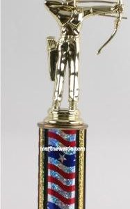 Red/White/Blue Single Column Male Archer Trophy