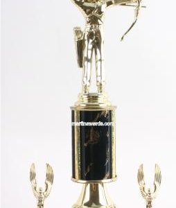 Black Single Column Male Archer With 2 Eagles Trophy