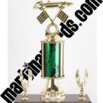 Green Single Column Pinewood Derby Car With 2 Eagles Trophy 1