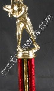 Red Single Column Baseball/Softball Trophy