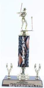 Wood Single Column Female T-Ball With 2 Eagles Trophy 1