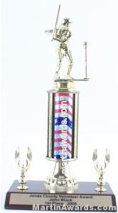 Red/White/Blue Single Column Female T-Ball With 2 Eagles Trophy
