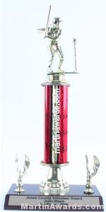 Red Single Column Female T-Ball With 2 Eagles Trophy