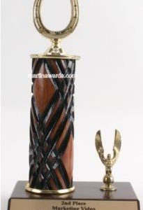 Wood Single Column Horseshoe With 1 Eagle Trophy