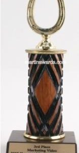 Wood Single Column Horseshoe Trophy