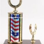 Red/White/Blue Single Column Horseshoe With 1 Eagle Trophy 1