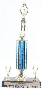 Blue Single Column Female Basketball With 2 Eagle Trophy