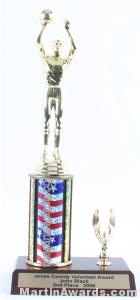 Red/White/Blue Single Column Male Basketball With 1 Eagle Trophy