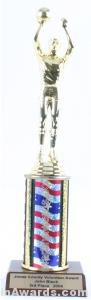 Red/White/Blue Single Column Male Basketball Trophy