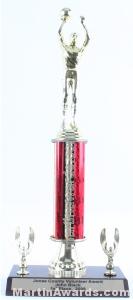 Red Single Column Male Basketball With 2 Eagles Trophy