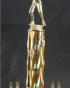 Gold Single Column Male Baseball/Softball With 2 Eagles Trophy