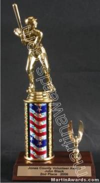 Red/White/Blue Single Column Male Baseball/Softball With 1 Eagle Trophy