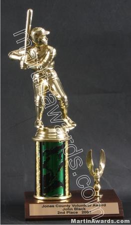 Green Single Column Male Baseball/Softball With 1 Eagle Trophy