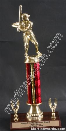 Red Single Column Male Baseball/Softball With 2 Eagles Trophy