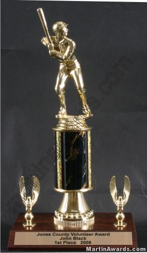 Black Single Column Male Baseball/Softball With 2 Eagles Trophy