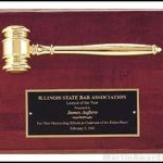 Gold Electroplate Gavel on 9″ x 12″ Rosewood Piano-Finish Plaque 1