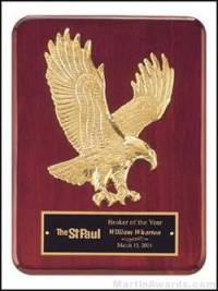 Plaque - Piano-Finish Plaques with Sculptured Relief Gold Eagle