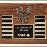 Plaque – Walnut Stained Perpetual Plaques with Antique Bronze Cast Eagle 1