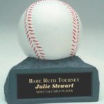 White Baseball On Base Gold Resin Trophy 1