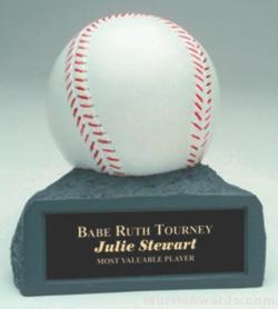 White Baseball On Base Gold Resin Trophy