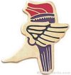 1" Etched Soft Enamel Winged Foot Torch Chenille Letter Pin